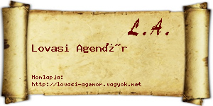 Lovasi Agenór névjegykártya